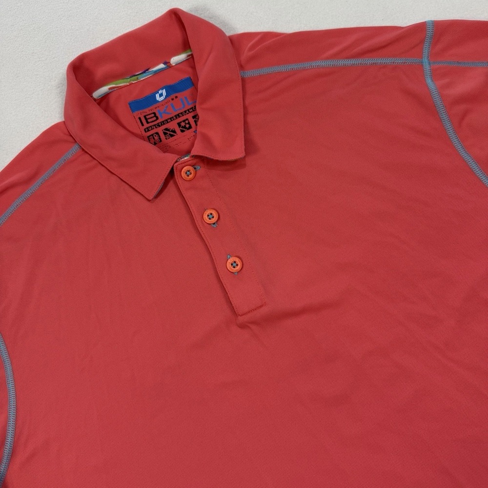 IBKUL Polo Shirt‎ Men's Large Pink Short Sleeve Collared UPF 50+ Golf Pullover